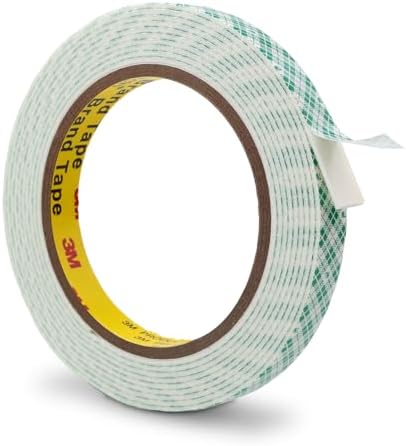 3M Double Sided Foam Tape 0.5" x 10Ft, 1 Pack, White