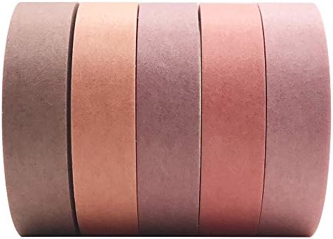 EnYan Solid Color Washi Tapes Set, 5 Rolls Basic Collection Decoration 10mm Wide Japanese Masking Decorative Tapes for Bullet Journal Planners DIY Crafts Arts Scrapbooking Adhesive