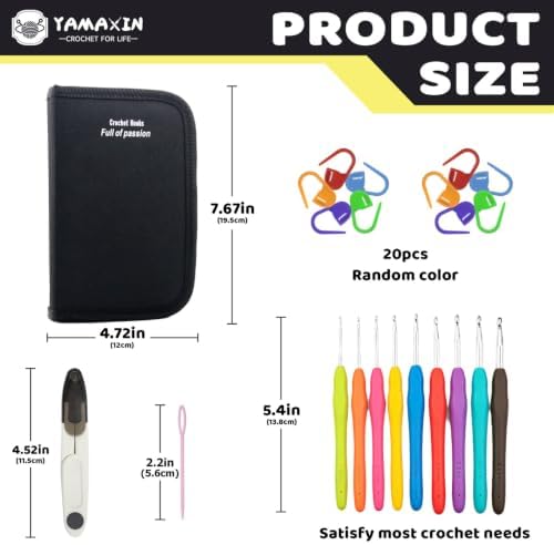 YAMAXIN Crochet Kit for Beginners with 9 Hooks (2.0–6.0mm), 8 Animal Patterns & Yarn – Learn to Crochet Starter Set with Tools & Case – Amigurumi DIY Craft Kit for Adults & Kids