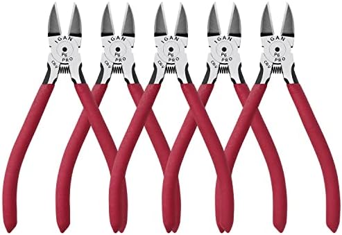 IGAN-P6 Wire Flush Cutters (Pack of 5), 6-inch Ultra Sharp and Powerful Side Cutter Clippers, Ideal Wire Snips for Handmade and Any Clean Cut Needs