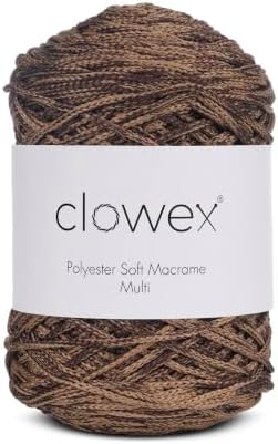 Polyester Soft Macrame Cord 2.5-3mm, 191 Yards x 1/9 inc Turkish Polyester Rope, Braided Macrame Yarn for DIY Crafts, Plant Hanger, Wall Hanging, Macrame Bag (13-Coffee Coffee, 1 Ball)
