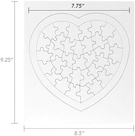 Hygloss 12 Blank Heart Puzzles – 8.5 x 9.5 Inches with Surrounding Frame – Ideal for Valentine’s Day Crafts – Write, Draw, and Decorate – 34 Pieces Each