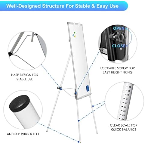 Maxtek Easel Whiteboard 40 x 28 in, Stand Tripod with Height Adjustable