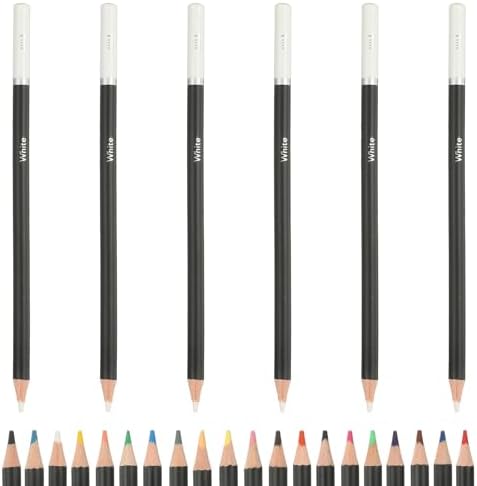 PATIKIL Colored Pencils, White Color Drawing Pencils with Oil-Based Cores Art Scrapbook Supplies for Adult Coloring Books Artists Beginners Drawing Sketching, 6 Pcs