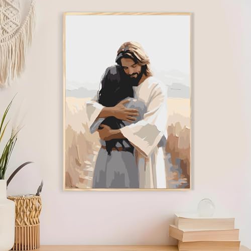 Christianity Paint by Numbers Kit for Adults Framed Canvas, Frameworkless