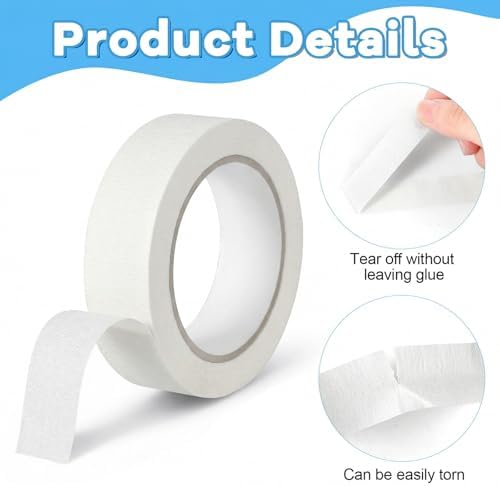 Ymapinc 3 Rolls 32.8ft Thin Washi Tape Set, 11Ydsx0.59In White Masking Tape for Painting/Craft, Decorative Tapes Pack, Washi Tapes for Scrapbooking/Book/DIY Craft/Journal/Gift Wrapping Art