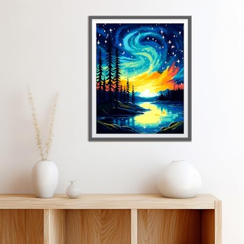 ZTOTZ Paint by Number Kits for Adults Aurora, Starry Night Paint by Numbers Christmas Gift Canvas,Moonight Paint by The Numbers for Adults for Decor
