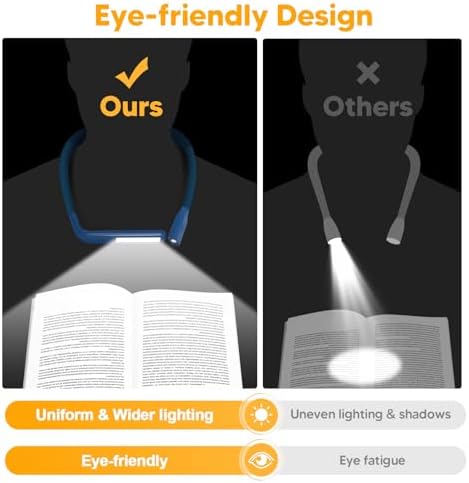 Neck Book Light, 3 Color Stepless Dimming Reading Light for Bed