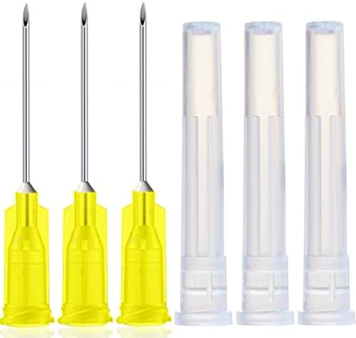 100 Pack 20Ga 1Inch Sterile Disposable Injection Needl with Cap for Scientific and Industrial Dispensing Needl Accessories