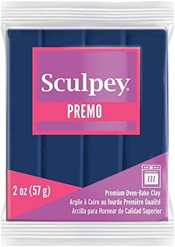 Sculpey Premo Polymer Oven-Bake Clay, Navy, Non Toxic, 2 oz. bar, Great for Jewelry Making, Holiday, DIY, Mixed Media and Home décor Projects. Premium Clay Great for clayers and Artists.