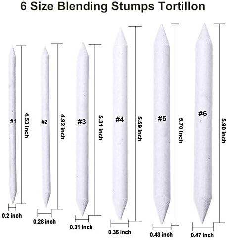 Cettkowns 36 Pieces Artist Blending Stump and Tortillion Art Blenders for Student Sketch Drawing