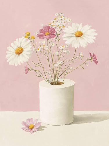 Flower Diamond Art Kits for Adults, Pink Daisy Floral Botanical Diamond Painting Kits for Adults Beginners, DIY 5D Diamond Painting with Round Gem Art Kits for Gift Home Wall Decor 11.8x15.7inch