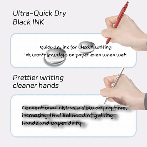 ACEES Gel Pens, 5 Pcs Retractable Quick Dry Black Ink Pen, 0.5mm Fine Point