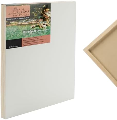 Da Vinci Pro Ultra Smooth Wood Canvas Gesso Board - 3/4" Deep, 6x6 Single White Acrylic Polymer Gesso Panels for Painting Fine Portraits and Ultra Fine Detail Illustrations and Artwork