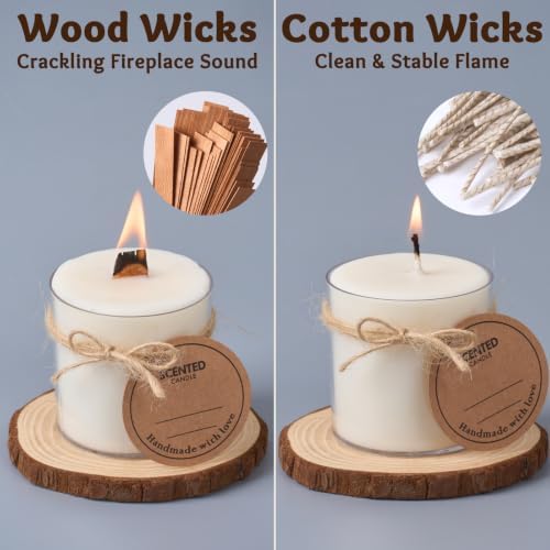 Candle Wicks Kit for Candle Making, 50 Wood Wicks