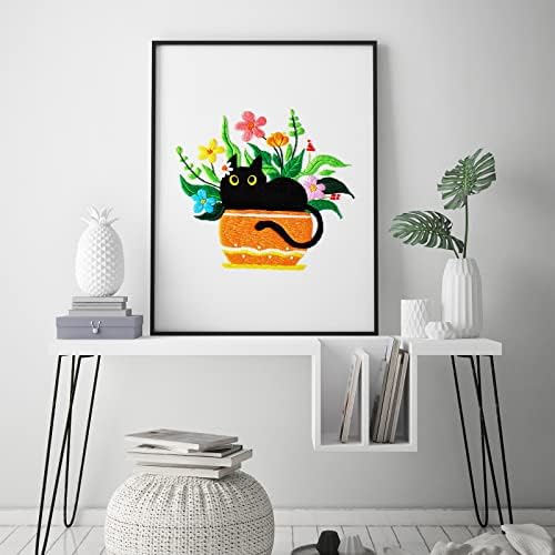Louise Maelys Black Cat Embroidery Kit for Beginners Botanical Craft