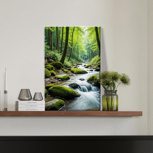 JOOZ Paint by Numbers Kit for Adults with Frame Landscape Paint by Number with Easel Forest Adult Paint by Number Kits Framed Canvas Tree Oil Painting Kits for Gift Home Wall Decor 8x12 Inch