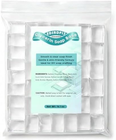 14.1oz Clear Glycerin Soap Base Cubes Pre-Cut Soap Blocks, Melt and Pour Soap Base for DIY Soap Making, Beginners & Small Batch Crafts (Transparent)