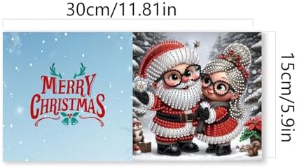 6Pcs Christmas Greeting Card DIY Diamond Art Painting Greeting Cards Blessing Folding Card Kit with White Envelopes Diamond Arts Crafts for Birthday Festival Gift-Santa Claus01
