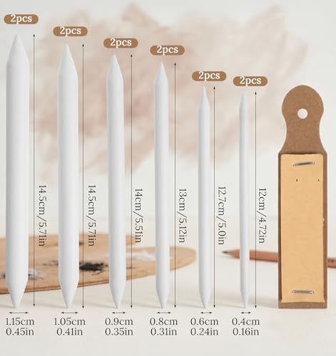 13 Pcs Blending Stumps for Drawing, Paper Blending Sticks Set