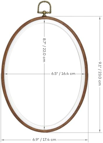 Celley Embroidery Hoops, Oval Imitated Wood Design, 3 Pcs