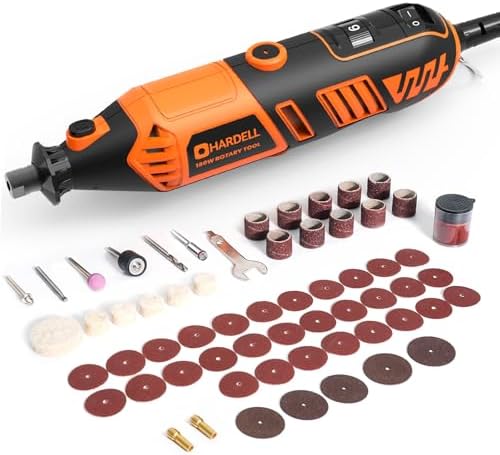 HARDELL 180W Corded Rotary Tool Kit, 8000-35000 RPM 61 Accessories for DIY | Powerful 180W Rotary Tool Kit for Cutting, Sanding, Grinding, Polishing, Engraving & Drilling