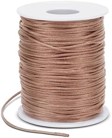 1.5mm Nylon Cord 328 Feet Satin Cord Nylon String for Bracelets, Bracelet Thread Bead String for Jewelry Making, Necklace, Chinese Knotting, Beading, DIY Crafts (Khaki)