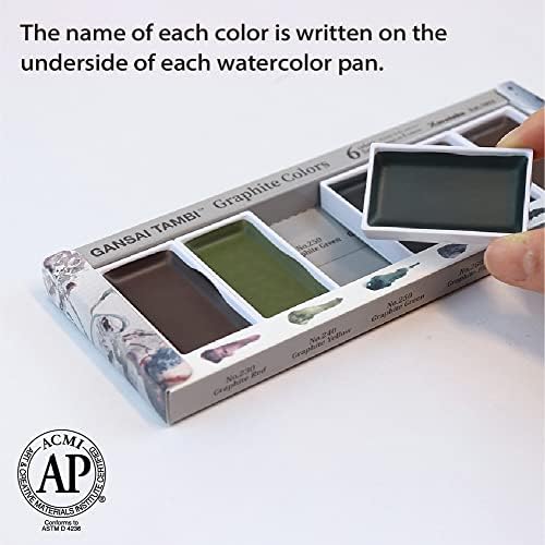 Kuretake Gansai Tambi GRAPHITE COLORS, 6 colors set, Made in Japan