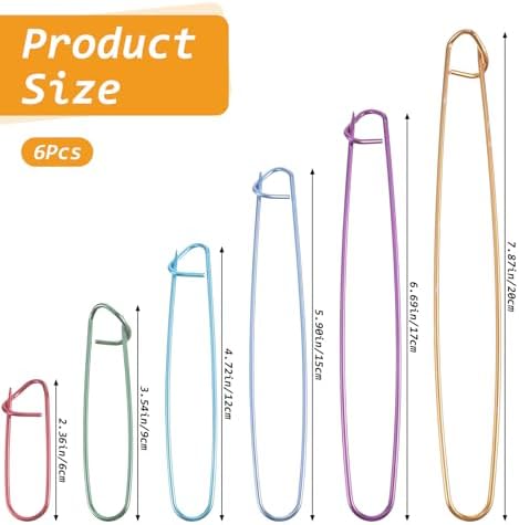 6 Pcs Knitting Stitch Holders, Crochet Tools Aluminum with Secure Lock