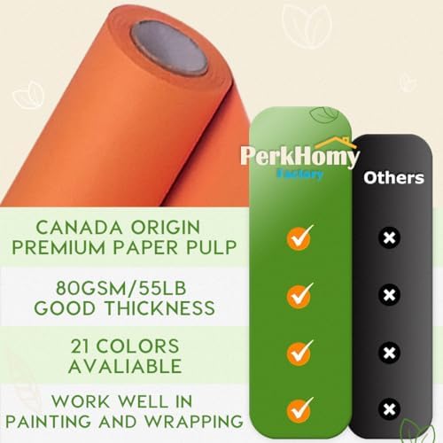 PerkHomy OrangeRed Kraft Paper Roll 48" x 1,800" (150') for Gift Wrapping Bouquet Flower Art Painting Craft Writing Packaging Shipping 80GSM 55LB (OrangeRed, 48" x 150')