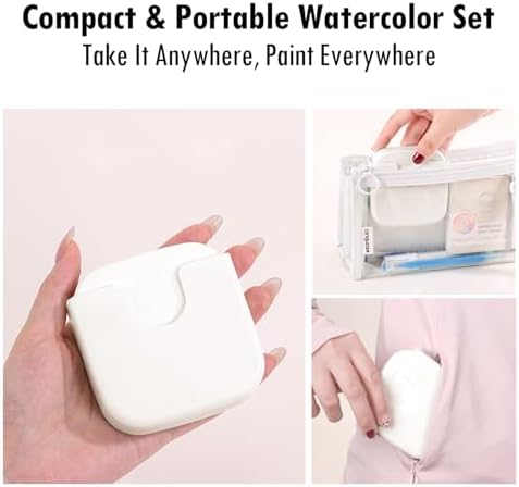 Mini Watercolor Paint Set, Compact Travel Art Kit with 16 Colors