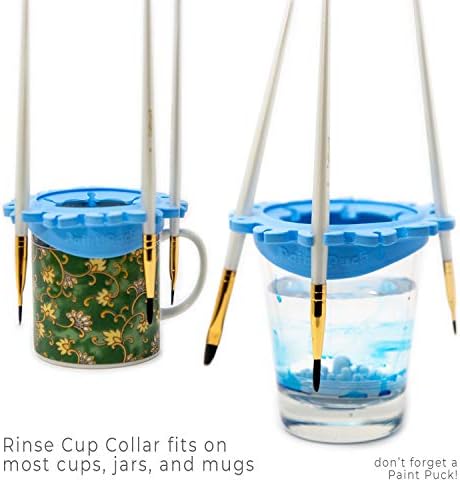 Paint Puck Ultimate Rinse Cup Paint Brush Cleaner, Mug (4 in), Blue | Non-Spill Paint Water Cup & Brush Cleaner, Brush Holder, Squeegee Lips & Drip Tray, Acrylic, Watercolor, Art Supplies