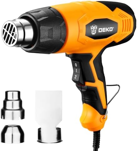 Heat Gun Hot Air Gun: DEKOPRO Fast Heating Heavy Duty 1700W Hot Air Gun Kit 662℉/1112℉ (350℃/600℃) with 3 Nozzles, Temperature Control Heat Guns for Grafting, Shrink Wrap, Vinyl Wrap