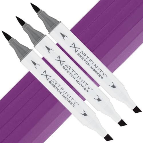 Artfinity Sketch Markers - Set of 3 - Pale Blackberry V4-6, Vibrant, Professional, Dye-Based Alcohol Markers for Artists, Drawing, Travel, & More