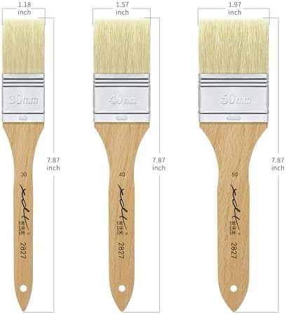 XDT#2827 Hake Artist Paint Brush 3 Piece Set, Hog Bristle Paint Brush for Acrylic Painting, Flat Brushes for Art, Wall and Craft Painting, Acrylic Oil Watercolor