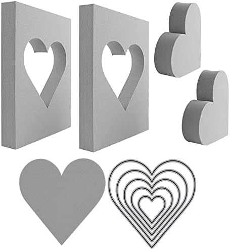 BAOFALI 9 Pcs Heart Cut Stamping Foam Grey Moldable Foam Stamps Plastic Dry Foam Stamp Pad Cut and Dry Foam Stamping Foam Block for Sculpture, Modeling, DIY Arts and Handicrafts Projects