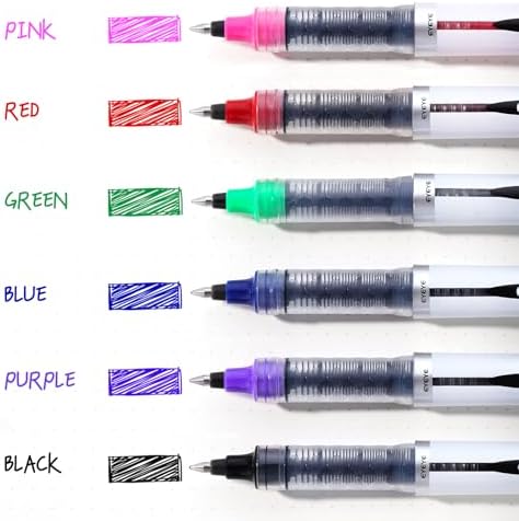 EYEYE Liquid Ink Rollerball Pen 0.7mm, 6 Assorted Colors Medium Point Pen Quick Dry, Liquid Ink Pens Fine Point Smooth Writing Pens for Journaling, Note Taking, Office, School Supplies