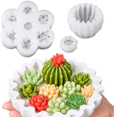 9 Cavity Succulent Silicone Mold for Candle Making, 3D Cactus Wax Molds