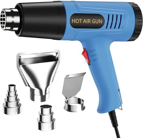 Heat Gun, 900W Hot Air Gun with 2 Temp Settings 572 & 1112°F, Overload Protection, 4 Nozzles, 5FT Cord, Heat Shrink Gun for Crafts, Resin, Vinyl Wrap, Soldering & Phone Repair