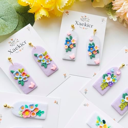 Xaekicr Floral Polymer Clay Cutters Set – Molds and Clay Cutters for Polymer Clay, Decorative Clay Earring Tools