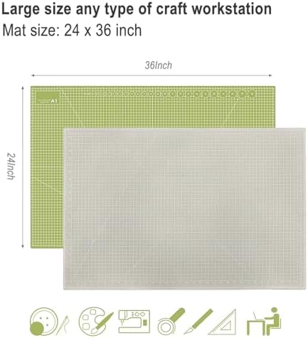 24" x 36" Self Healing Cutting Mat: Double Sided Sewing Cutting Mat Craft Supplies A1 Size for Quilting, Crafts Arts, and Fabric Grey & Green Design (Grey & Green)