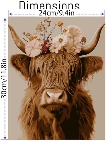 Canrichshop Cow Adult Paint by Number Kits,Highland Cow DIY Acrylic Painting by Numbers Without Frame,Easy Oil Adult Paint by Numbers on Canvas for Decor 16x20inch