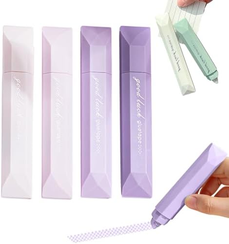 Double Sided Tape Roller, Double Sided Tape Pen, Scrapbook Supplies for Journaling, Scrapbooking, Photo Mounting, Gift Wrapping, School Office & Crafts (4PC-Purple)