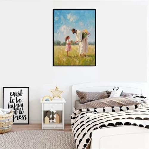 pchmcu Paint by Numbers kit for Adults,Jesus and Girl Paint by Number Acrylic Oil Painting by Numbers Kits for Beginner with Paint Brushes Art Crafts Canvas for Home Decor 16x20 inch