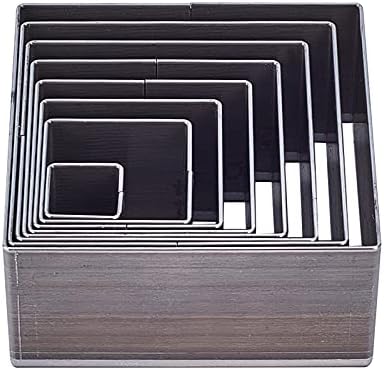 PandaHall 8pcs Die Punch Cutter, 10.5-51mm Hollow Punching Tool High Carbon Steel Die Cutter Square Leather Cutting Die for Leather Crafts
