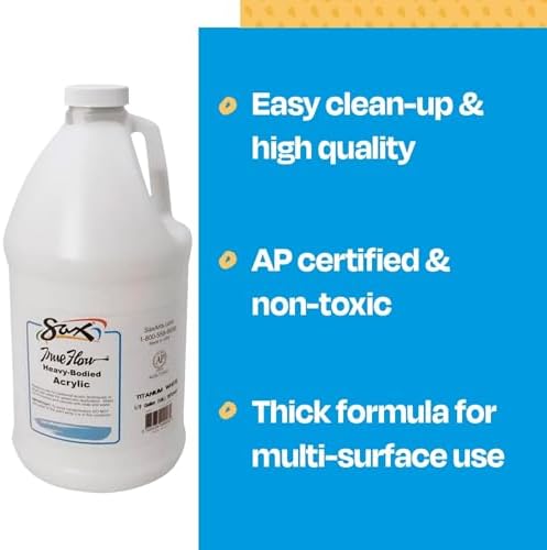 Sax True Flow Heavy Body Acrylic Paint, 1/2 Gallon, Titanium White - 439301, 64 Fl Oz (Pack of 1)