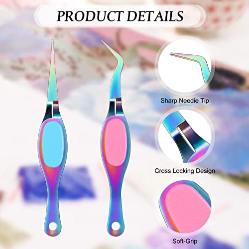 Chumia Craft Tweezer Precision Curved Straight Fine Tip Craft, Multi-color