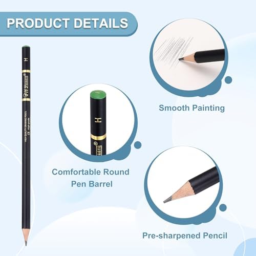 PATIKIL 24Pcs Drawing Pencils for Sketching, H Refill Sketch Pencils for Drawing, Graphite Art Pencil Set Professional Resistant Lead for Painting Shading Artist Office Supplies