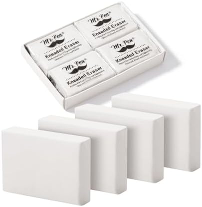 Mr. Pen- Kneaded Erasers, 0.9" x 1.18", 4 Pack, White