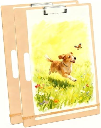 [2 Pack] HXILAJM 13x17 Inch Drawing Board with Handle - Portable Artist Sketch Board with Adjustable Clip & Rubber Bands, Art Supplies for Adults, Students, Studio, Classroom & Field Use